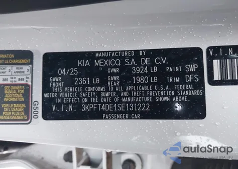 2025 Kia K4 Lxs from USA, damaged, VIN 3KPFT4DE1SE131222